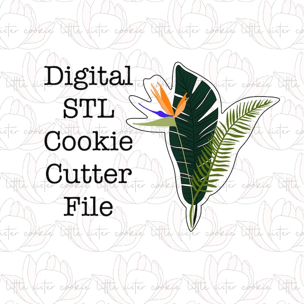 STL FILE ONLY Palm Frond With Birds Of Paradise Cookie Cutter