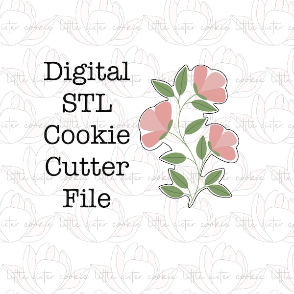 STL FILE ONLY Floral vine / flower / spring cookie cutter / 2022