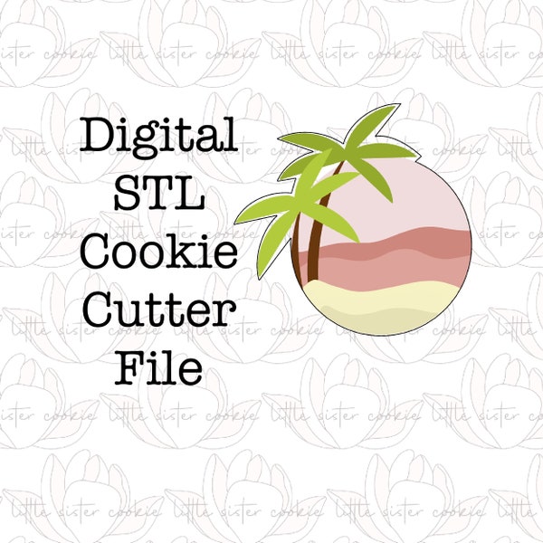 STL FILE ONLY Palm tree beach plaque cookie cutter / summer / beach / vacation