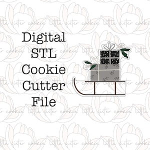 ALLEEN STL-BESTAND Slee met cadeautjes / kerstkoekjessnijder