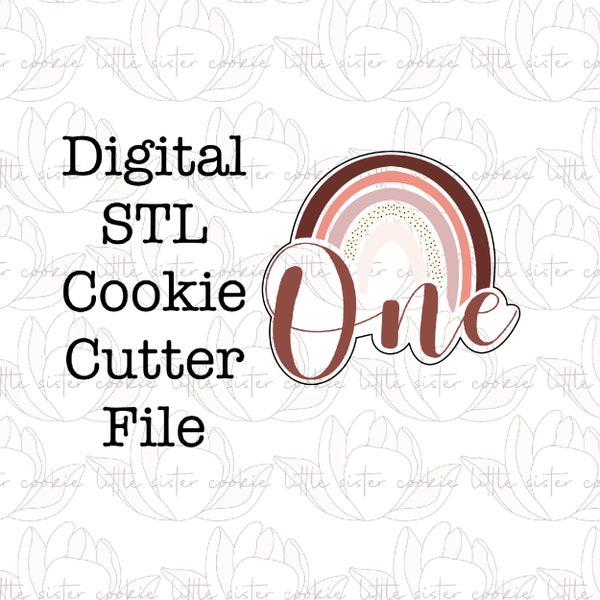 STL FILE ONLY Number one rainbow cookie cutter / number cutter / boho rainbow / rainbow cookie cutter