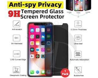 For Apple iPhone 14 11 12 13 Pro Max XR XS X 8 Anti spy Privacy Glass Screen Protector Tempered Glass