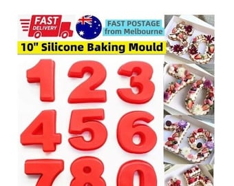 9pcs or 10pcs Bulk - 10 inch Large Jumbo Silicone Number Mould Baking Cake Mold for Pan Birthday Anniversary Party 0 1 2 3 4 5 6 7 8 9