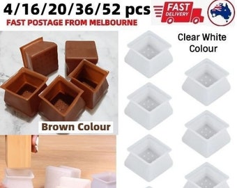 Chair Leg Protectors Square Silicone Dining Table Chair Leg Cover Cap Pad Table Feet Wood Floor Furniture Protection Chair Tips