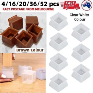 Chair Leg Protectors Square Silicone Dining Table Chair Leg Cover Cap Pad Table Feet Wood Floor Furniture Protection Chair Tips