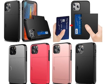 Funda para iPhone 14 Max 13 11 Pro Max 12 X XS XR XS Max 6 7 8 Se 20 Ranura para tarjeta Cartera Funda para teléfono resistente a prueba de golpes 360 Protección total