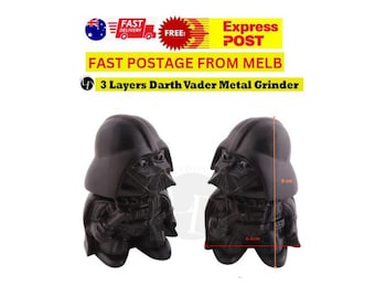 Darth Vader Star Wars Molinillo de tabaco 3 capas Molinillo de hierbas Metal Aleación de zinc Hierba Especias Molinillo Humo Trituradora Mano Muller Regalo Navidad Navidad