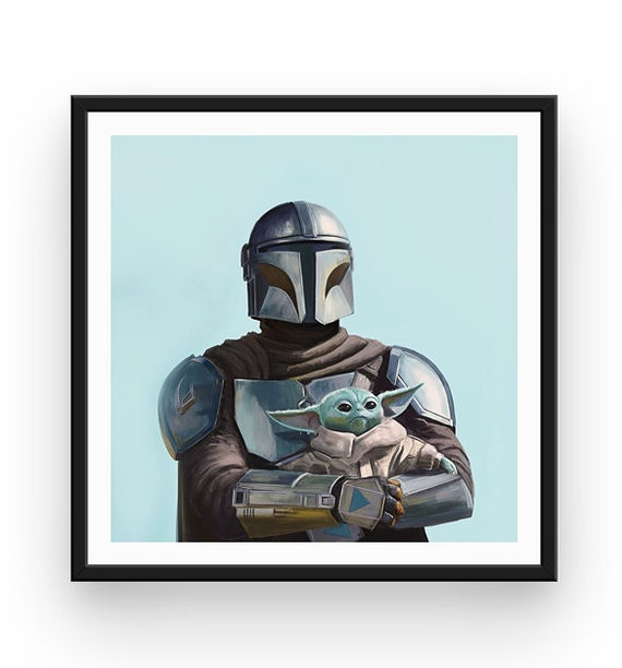 The Mandalorian Art Mando and Grogu Grogu Gift Baby Yoda - Etsy