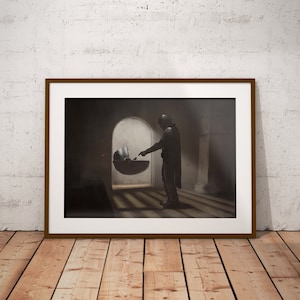 Mandalorian and Grogu Art Print, Clan of Two Decor, Mandalorian Gift Idea