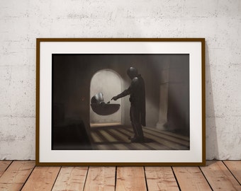 Mandalorian and Grogu Art Print, Clan of Two Decor, Mandalorian Gift Idea