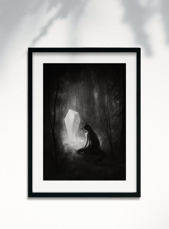 Forest Witch Wall Art Dark Witch Painting Witchy Decor Etsy