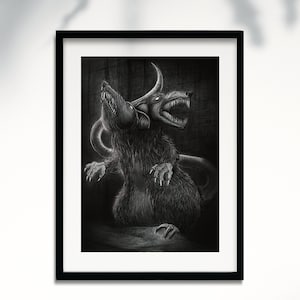 Illustration of Rats - Horror Artwork for gothic home - dark fantasy - fine art print