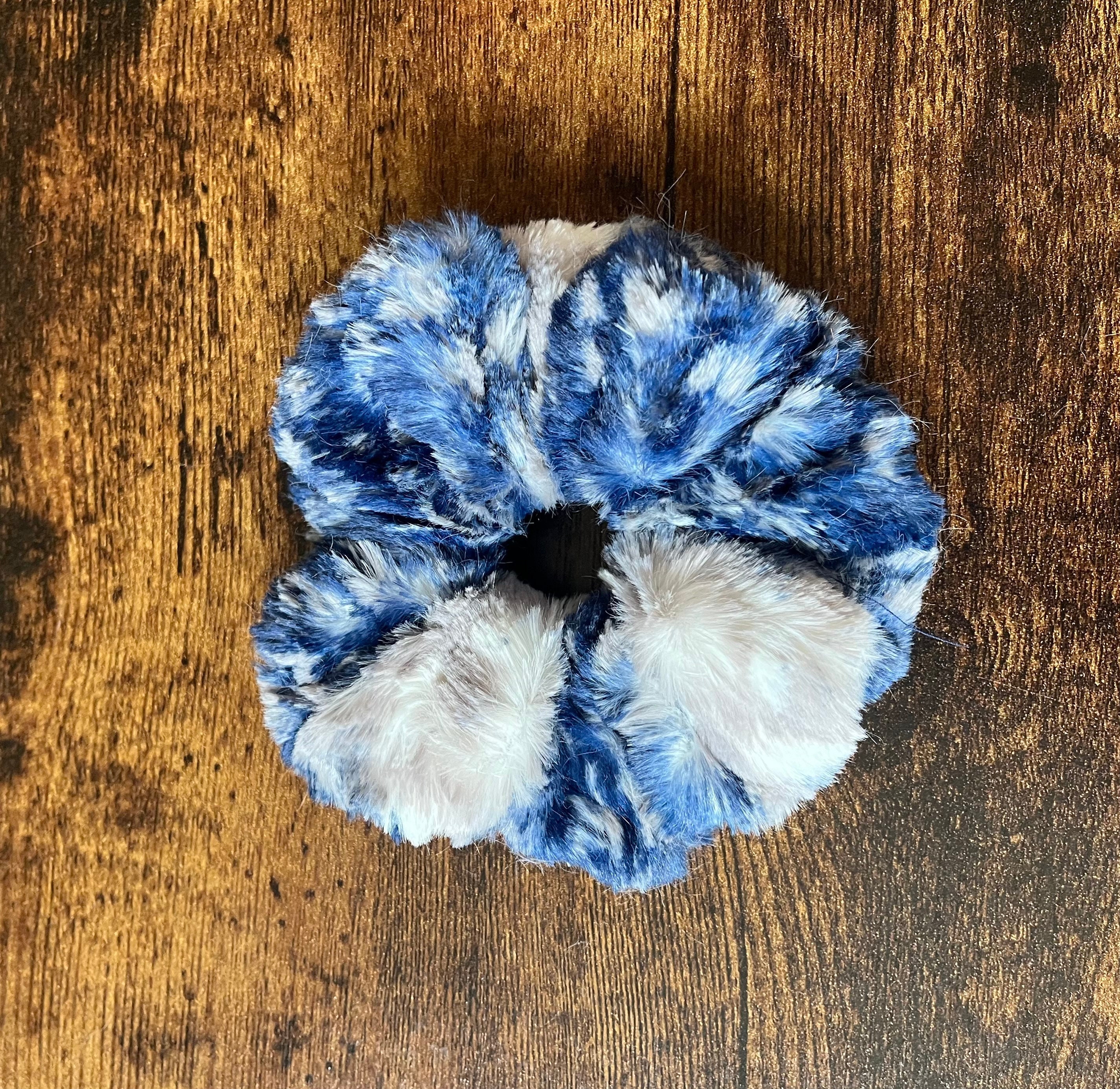 Haven Tie-Dye Blue and Navy Hair Scrunchie Super Soft Minky Sorbet Tie Dye Scrunchies | Mystic Purple  main image 2
