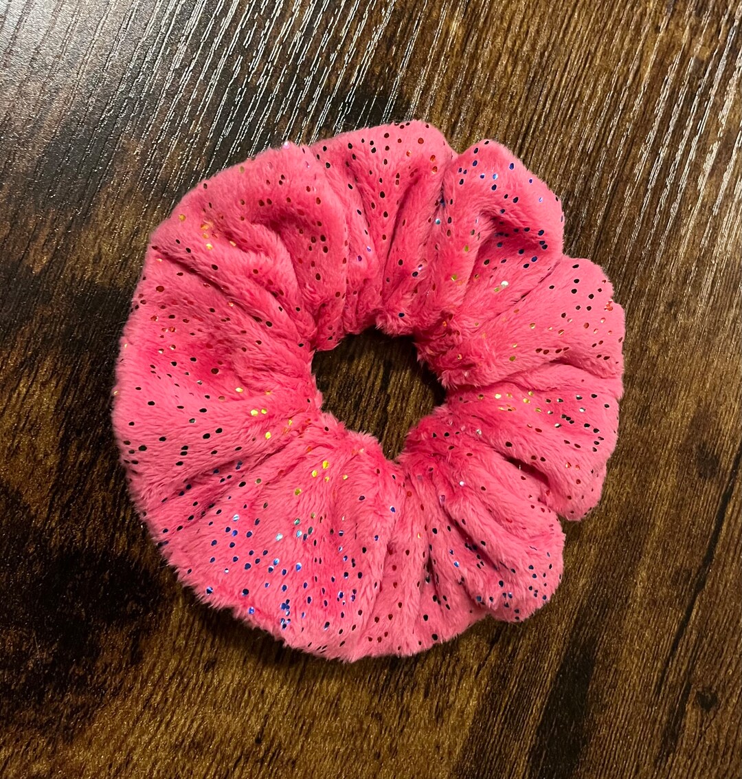 Pink Roughie Hot Pink Sparkly Fluffy Scrunchie - Etsy