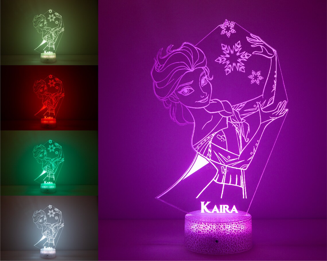 Frozen Elsa 3D LED Night Light Custom LED Night Lamp 16 Etsy