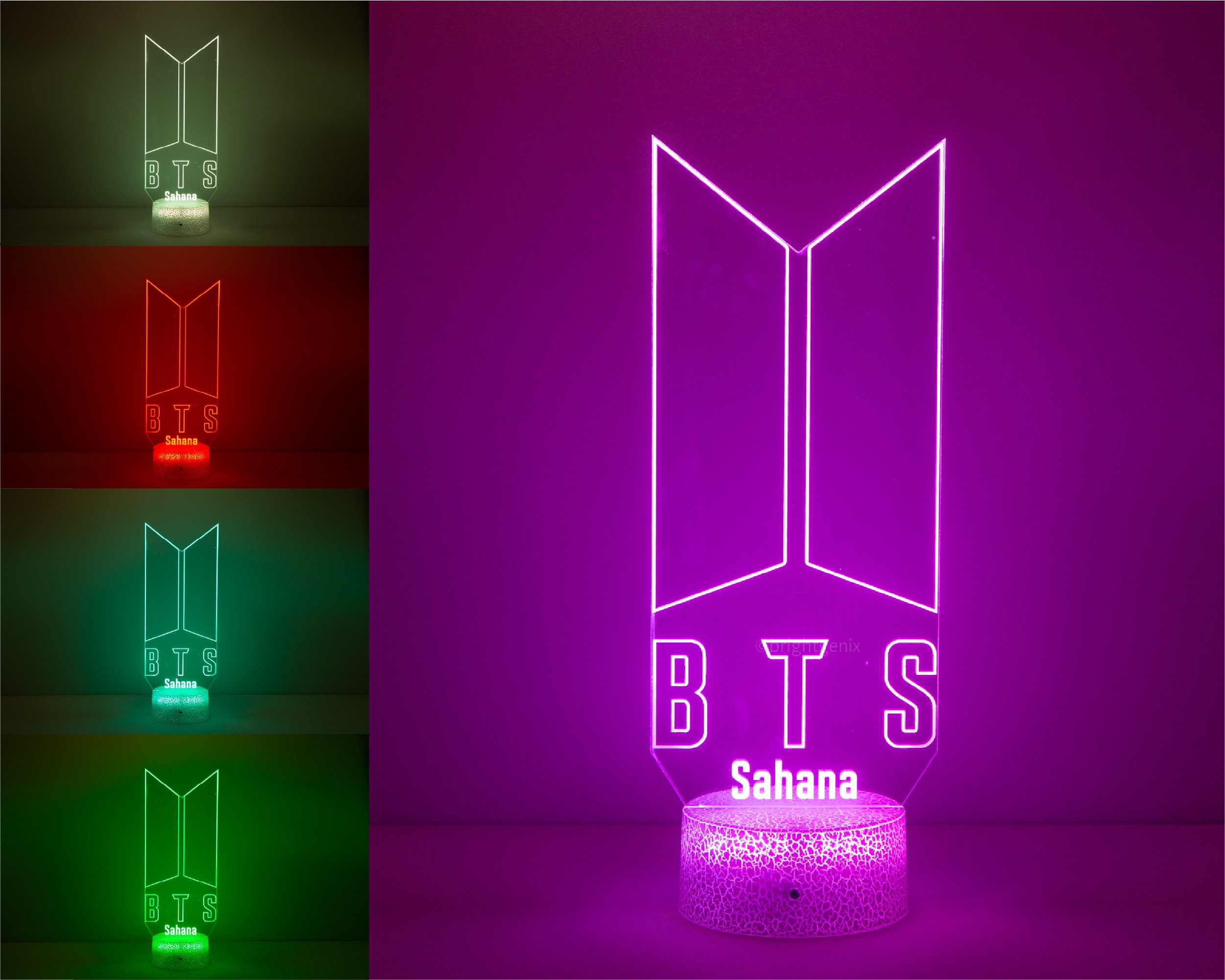 BTS KPOP Boy Band 3D LED lámpara de luz nocturna / ilusión Etsy