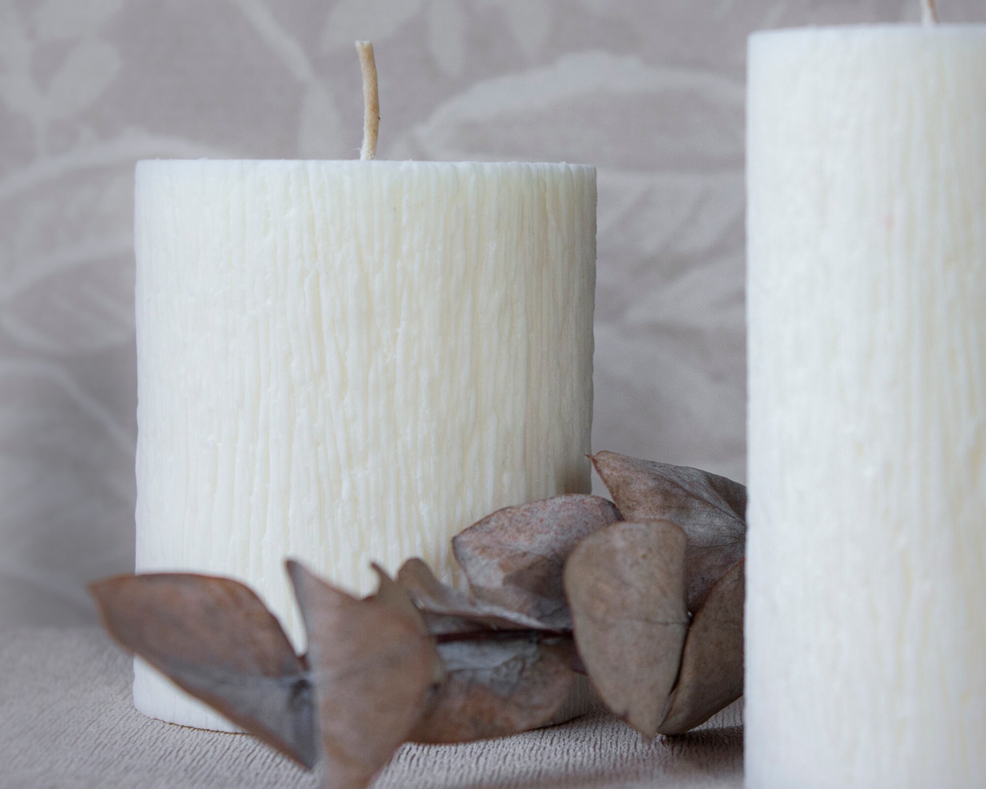 Soy Pillar Candles Rustic Textured. White Unscented Eco Candle. Etsy