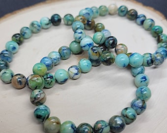 8mm Handmade Genuine AAA Quality Chrysocolla/Azurite/Malachite Bracelet