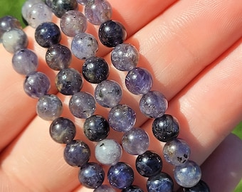 Genuine Iolite 6mm Handmade Bracelet: Vision Stone, Power, Inner Strength