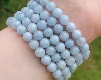 Genuine Aquamarine 8mm Crystal Bracelet: Meditation, Inspiration & Serenity