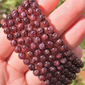 Genuine 6mm Garnet Handmade Bracelet with Metal Closure Accent Bead- Top Quality: Regeneration, Healing & Prosperity