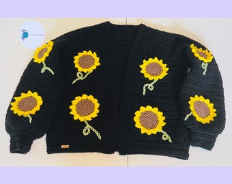 Crochet  Sunflower Cardigan-mcknitscreations