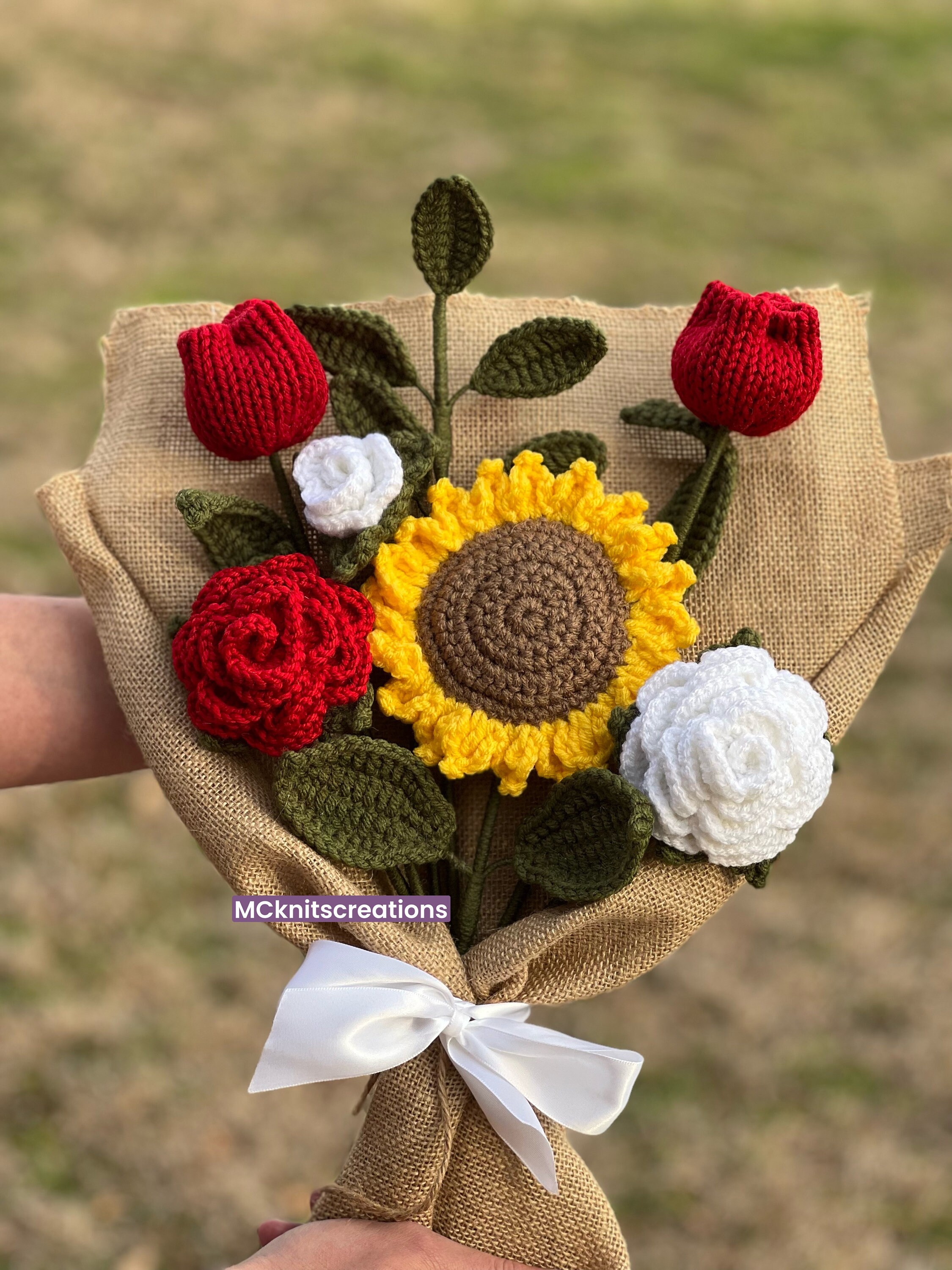 Crochet Bouquet, Valentines Day Gifts,crochet Roses,sunflower Crochet ...