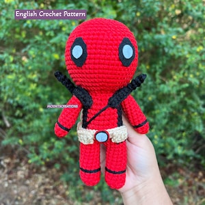 PDF Deadpool Crochet Amigurumi, English Pattern.