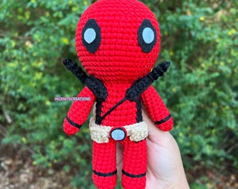 PDF Deadpool Crochet Amigurumi, English Pattern.