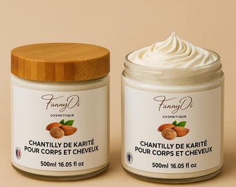 Set Burro di Karité Montato – 100% Naturale – Per Corpo e Capelli – Fatto a Mano – 2 o 3 Vasetti da 200 ml o 500 ml