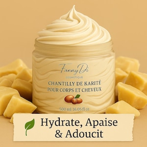 Burro di karité montato - Idratante e Naturale – Corpo e Capelli | 100 % Bio, Fatto a Mano