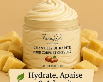 Opgeklopte Karitéboter – Hydraterend & Natuurlijk – Voor Lichaam en Haar | 100% Bio, Handgemaakt