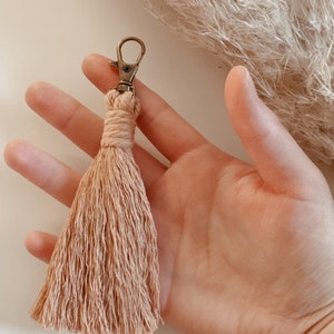 Macramé Tassel Keychain Bridesmaid Gift Teacher Gift Zipper Pull Purse Clip Essential Oil Diffuser Bag Charm Simple Decor image 9