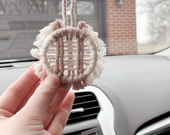 MINI macrawoven car charm accessory | gift idea for friend | mirror hanging | car interior decor | boho essential oil diffuser | rearview