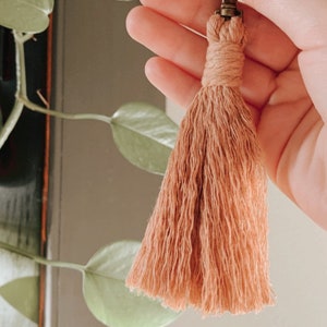 Macramé Tassel Keychain Bridesmaid Gift Teacher Gift Zipper Pull Purse Clip Essential Oil Diffuser Bag Charm Simple Decor image 6