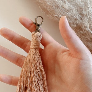 Macramé Tassel Keychain Bridesmaid Gift Teacher Gift Zipper Pull Purse Clip Essential Oil Diffuser Bag Charm Simple Decor image 1