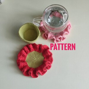 Crochet Flower Coaster Pattern: Ruffled Cup, Easy Tutorial (PDF ...