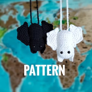 BAT PATTERN. Halloween crochet car decorations, Do it yourself spoky hanging car accessories, Easy crochet pattern for beginers, Amigurumi