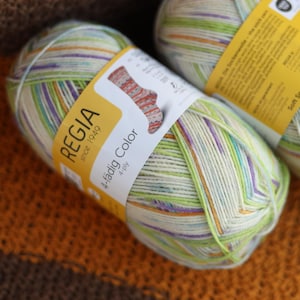 Socks yarn, Regia colorful yarn, 4 ply  superwash sock yarn, blue pink green strong yarn, crocheting gift, Self striping socks yarn