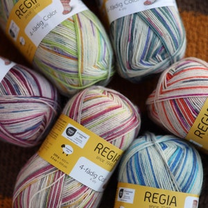 Regia Sock yarn, colorful yarn fot cute socks, Cozy Knitting gift, crochet yarn, superwash sock yarn,  self striping sock yarn