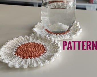 CROCHET PATTERN Daisy coaster home decor, Flower coaster, Easy for beginner crochet, DIY Craft for Your Party, Cute crochet flowers ideas
