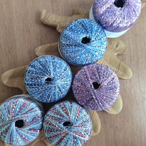 Gradient Sequin Yarn – Sparkle Lace Weight Yarn, Lana Gatto Shimmering yarn, shiny yarn, Decorative tiny sequins for knitting and crocheting