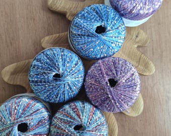 Gradient Sequin Yarn – Sparkle Lace Weight Yarn, Lana Gatto Shimmering yarn, shiny yarn, Decorative tiny sequins for knitting and crocheting