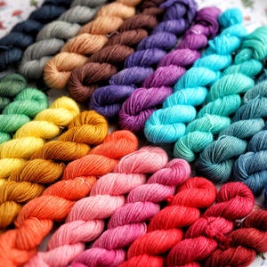 Fantastic bright yarn set, mini skein sock yarn, high quality hand dyed yarn, juicy yarn palette, crochet accessories, knitting lover gift