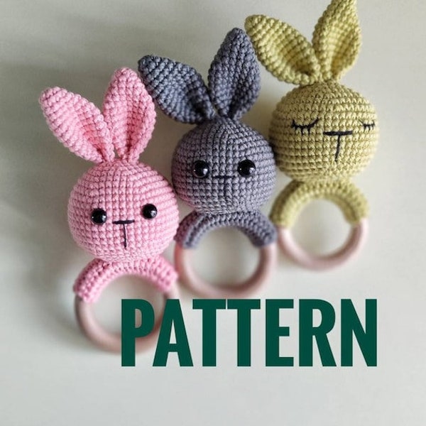Crochet Bunny PATTERN | DIY Crochet Bunny Amigurumi | Easy crochet rattle pattern | Diy woodland toy | PDF tutorial | Do it your baby