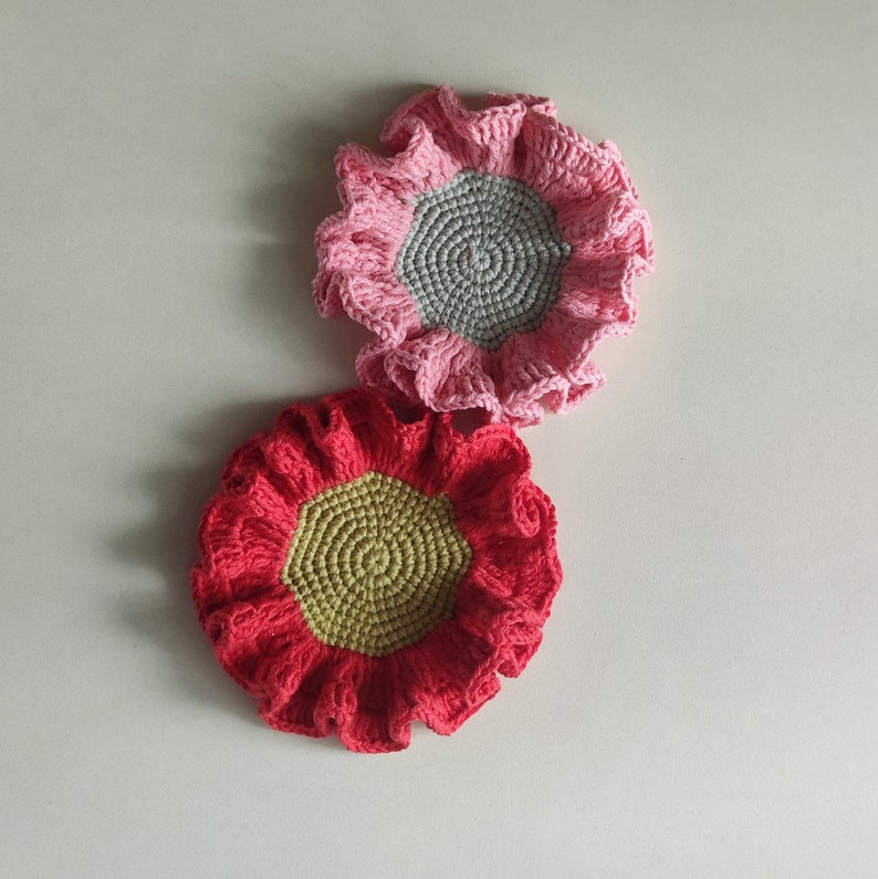 Crochet Flower Coaster Pattern: Ruffled Cup, Easy Tutorial (PDF ...