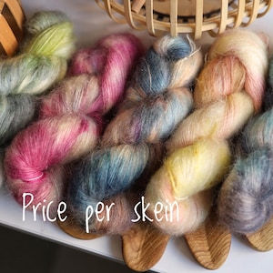 Hand Dyed Mohair Silk Yarn 100g, Lace Weight Yarn for Knitting, Crochet, Shawls – Gift for Knitter – Fairycore Y2K Indie Dyed Fluffy Yarn