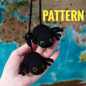Crochet PATTERN car accessories, Easy SPIDER patter for beginners, PDF mini amigurumi tutorial, Diy spooky goot car decor, digital toy