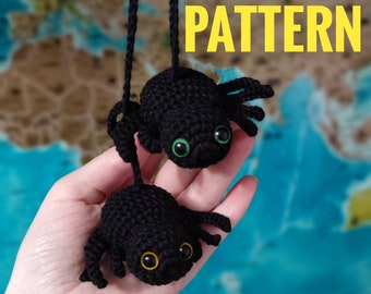 Crochet PATTERN car accessories, Easy SPIDER patter for beginners, PDF mini amigurumi tutorial, Diy spooky goot car decor, digital toy