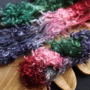Textured colourful yarn, cute fluffy decoration yarn, long pile mohair hand dyed yarn, gift for knitters and crocheters, unique skein